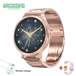 Montre Connectée De Sport Ndavid Pour Femme,Horloge,Bluetooth,Appel,Gps,Suivi Du Mouvement,Fréquence Cardiaque,Pression Artérielle,Android,Ios, - Type Gold Steel