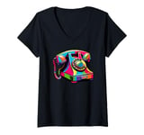 Womens Vintage Telephone Landline Dial V-Neck T-Shirt