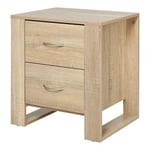 2 Drawer Modern Boxy Bedside Table Nightstand Elevated Base Stylish