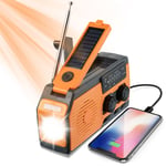 Radio &agrave; &eacute;nergie solaire d'urgence, g&eacute;n&eacute;rateur de Dynamo, &agrave; manivelle, 5000mAh, chargeur de t&eacute;l&eacute;phone, lampe de poche AM/FM/WB, Radio m&eacute;t&eacute;o NOAA