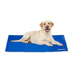 Relaxdays Matelas Chiens, 110 x 70 cm, Tapis rafraîchissant, Gel, Lavable, rafraîchisseur Animaux, Bleu