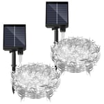 Guirlande Lumineuse Solaire Extérieure led Rideau Lumineux Décoration de Noël Étanche IP44 2x 15M 600LEDs Blanc Froid - Vingo