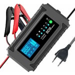 Chargeur de Batterie Smart Car 10A 12V /24V, Chargeur Automobile LCD, mainteneur de Batterie, pour Batteries AGM, Moto, Tondeuse à Gazon et