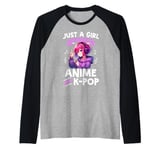 Just a Girl Who Loves Anime and K-Pop Anime Merch Japanese Raglan Baseball Tee