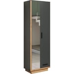 Armoire de chambre SYNNAX - 2 Portes + 1 tiroir - gris anthracite et chêne miel - 65 x 40 x 198 cm