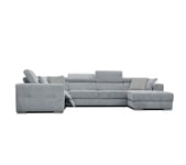 Canapé d'angle U convertible relax droit QUARTZ tissu arano gris clair bleuté