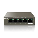 Tenda Switch PoE 5 Ports Gigabit, PoE Switch avec 4 Ports PoE 63W, Plug and Play, VLAN à Une clé, 6KV Contre-Foudre, Fourniture pour APs, caméras IP et téléphones IP (TEG1105P-4-63W)