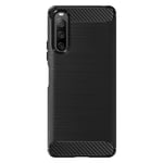 Sony Xperia 10 IV Reinforced Flexible Case Brushed Carbon Effect Black