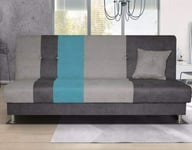 Amazing Sofas NEW LARGE CLICK CLACK SOFA BED FABRIC WITH STORAGE 3 SEATER DOUBLE BED WERSALKA (AVESTA 06 Grey/Blue)