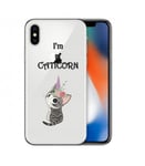 Coque Iphone XS Chat licorne cat cute kawaii fleur caticorn transparente