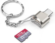 Adaptateur de Lecteur de Carte TF/Carte mémoire de Type C avec Porte-clés, Lecteur USB 3.0 Type-C vers Micro SD SDHC SDXC OTG, Compatible avec iPhone 15 Pro Max Mac Windows Linux PC (Or Clair)