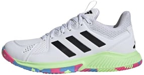 adidas Women's Court Flight Shoes, Cloud White/Core Black/Green Spark, 3.5 UK