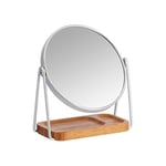 Amazon Basics - Rond Montage sur Table Miroir grossissant sur Pied à Plateau en Bambou carré, 1 x 5, Argent, 18.3 L x 8.5 W cm