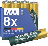 VARTA Piles AAA, rechargeables, lot de 8, Power on Demand, 1000 mAh Ni-Mh, préchargées, prêtes à l'emploi [Exclusif sur Amazon]