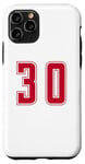 Coque pour iPhone 11 Pro Rouge Numéro 30 Équipe Junior Sports Uniforme Numéroté