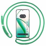 Tumundosmartphone Étui pendentif transparent pour Realme 12 5G / 12x 5G avec cordon vert d'eau