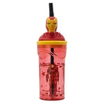 GOBELET RÉUTILISABLE POUR ENFANTS EN PLASTIQUE SANS BPA 430 ML AVEC FIGURINE 3D SUR LE COUVERCLE | AVENGERS IRON MAN