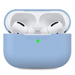 AHASTYLE Coque en Silicone pour Airpods Pro Anti-Rayures Étui de Protection Compatible avec Airpods Pro 2019 [LED Frontale Visible] Housse Antichoc pour Apple AirPods Pro (sans Mousqueton, Bleu Ciel)