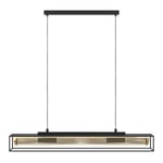 Eglo Suspension luminaire Nohales, lustre rectangulaire à 4 lampes, lampe de plafond suspendue pour salon et salle à manger, métal noir et laiton, douille E27, 112 cm