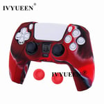 Camo Rouge - Housse De Protection Pour Manette Sony Playstation 5 Ps5 Ds5, Avec Capuchons De Poignées En Gel Pour Dualshock 5, Coque En Silicone