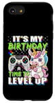 Coque pour iPhone SE (2020) / 7 / 8 It's My Birthday Unicorn Time to Level Up Jeu vidéo