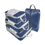 1/2 4 stycken Pack Like Pro Travel Compression Packing Cubes Set dark blue 1Set