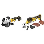 DCS571N XR Brushless Compact Circular Saw 115mm 18V Bare Unit & DCS355N-XJ 18V Li-Ion Cordless Brushless Oscillating Multi-Tool