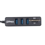 Hub Avec 3 Ports USB 3.0, Lecteur de Carte SD Et MICROSD, Portable, Noir