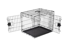 Amazon Basics Cage pour chien Durable,Pliable en fil métallique avec plateau, Double porte, L 76 x l 48 x H 53 cm, Noir