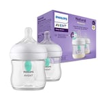 Philips Avent Lot de 2 biberons à Réponse Naturelle de 125 ml avec valve AirFree, sans BPA, pour les bébés de 0 mois et + (modèle SCY670/02)