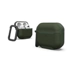 URBAN ARMOR GEAR Metropolis Étui de Protection pour Apple AirPods (3ème génération 2021) [Charge sans Fil/Charge magnétique Compatible/Statut LED Visible, Mousqueton Amovible] Olive