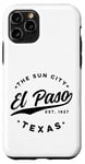 Coque pour iPhone 11 Pro Vintage El Paso Texas The Sun City Retro USA Noir