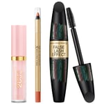 Max Factor Lip Gloss, Lip Liner and Mascara Bundle (Various Shades) - Brown N Nude