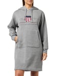 GANT Women's Archive Shield Hoodie Dress, Grey Melange, S