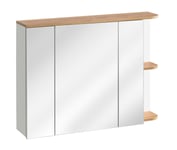 Wall Bathroom Mirror Cabinet Shelf Storage Unit 94cm White Gloss Oak Finish Plat