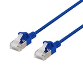 DELTACO U/FTP Cat6a patch cable, slim, 3,8mm in diameter, 1m, blue