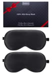 BeeVines Silk Sleep Mask, 2 Pack Mulberry Silk Eye Mask with Adjustable Strap, Sleeping Aid Blindfold for Nap, Eye Sleep Shade Cover, 100% Blocks Light Reduces Puffy Eyes Gifts for Christmas (Black)