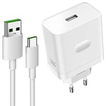 Chargeur 65W pour Oppo SuperVooc Charge & Câble USB C 1m pour OPPO Reno 12F/11 F/10/8 Lite/Find X5 Lite/X3 Lite/A60/A80/A79/A78/A58, Adaptateur Chargeur Rapide pour OnePlus Nord CE 4 3 2 Lite 8 7 6T 5