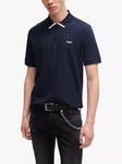 HUGO Zip Neck Polo Shirt, Dark Blue