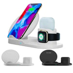 3 in 1 Wireless Charger, Wireless Charging Station, Qi 10W Fast Charging Stand Compatible with Apple Watch Series,AirPods Pro, iPhone 12/12 Pro Max/12 Mini/11/11 Pro Max/8 Plus,Samsung Galaxy (White)