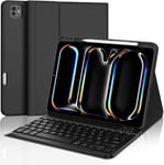 Coque Clavier Pour Ipad Pro 11"" (M4) 2024,Azerty Français Clavier Étui Ipad Pro 11 Pouces Avec Fente Pour Stylo,Clavier Détachable Sans Fil Bluetooth,Noir