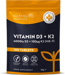 Vitamin D3 4000 iu & Vitamin K2 100µg MK7 – 180 Vegetarian Tablets – 6 Month - D