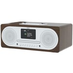 Azatom DAB+ FM Radio CD Bluetooth Alarm Mobile charger Speaker Clockwood Walnut