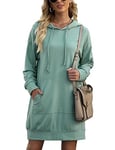 Migcaput Robe Sweat Femme Sweat Long à Capuche Hiver Sweat à Capuche Long Robe Pull avec Poche Robes Casual Robe Sweat