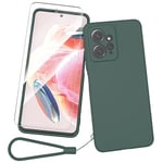 Fyriswho Coque pour Xiaomi Redmi Note 12 4G + Film Protection écran en Verre trempé, Premium TPU Souple Étui Antichoc Case de Protection Xiaomi Redmi Note 12 4G Cover - Vert foncé