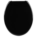 Black Toilet Seat with Soft Close Adjustable Hinge for Bathroom Lid Pans Blind Fix