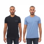 Armani Mens 2 Pack Crew Neck T-Shirts in black blue material_cotton - Size Large