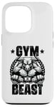 Coque pour iPhone 13 Pro Gym Beast Bull Haltérophilie Citation Gym Fitness