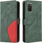 Coque Pour Samsung Galaxy A02s, Etui En Cuir Pu Portefeuille Housse Fermeture Magnetique Und Flip Protection Case Avec Antichoc Tpu, Etui A Rabat, Fentes Pour Cartes (Vert)