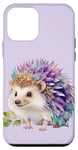 Coque pour iPhone 12 mini Hérisson Boho Woodland Animal Rose/Violet/Bleu sarcelle